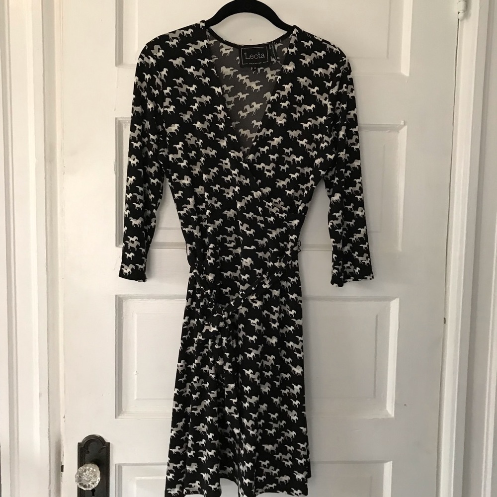 Leota M Wrap Front Horse Print Dress